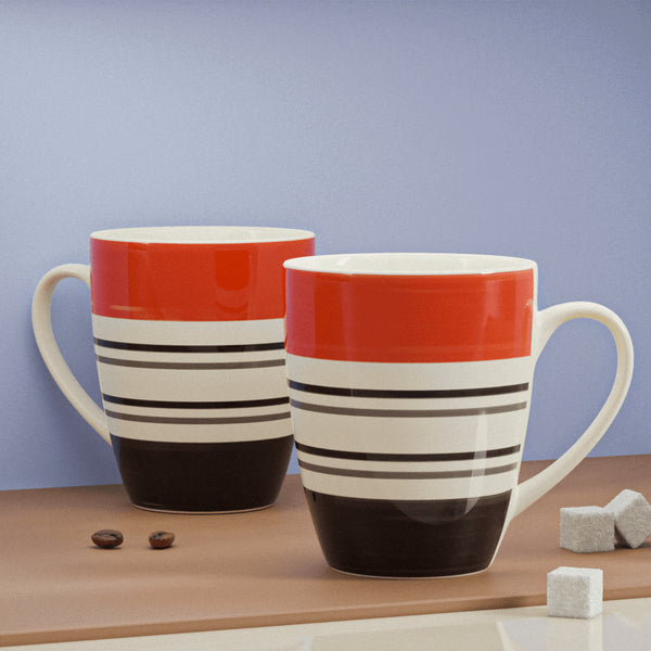 Orange Black Line Mug Set of 2 - The Earth Store - Mug Set